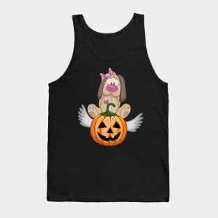 Female Dog on Flying Pumpkin Tank Top